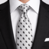 Corbata gris plata claro con estampado negro elegante para hombre ideal para bodas y eventos formales