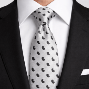 Corbata gris plata claro con estampado negro elegante para hombre ideal para bodas y eventos formales