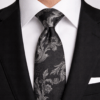 Corbata negra con brocado plata de diseño elegante para hombre ideal para bodas y eventos formales