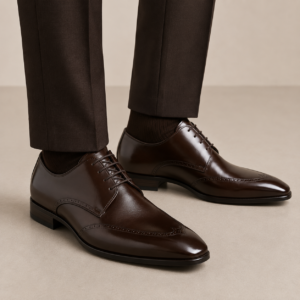 Zapato de Vestir Hombre Marrón Oscuro en Piel con Cordones
