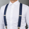 Tirantes de hombre en tonos azules con diseño geométrico elegantes para boda y ceremonia