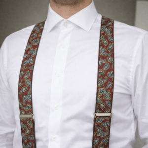 Tirantes de hombre con estampado cachemir rojo y verde para boda y ceremonia