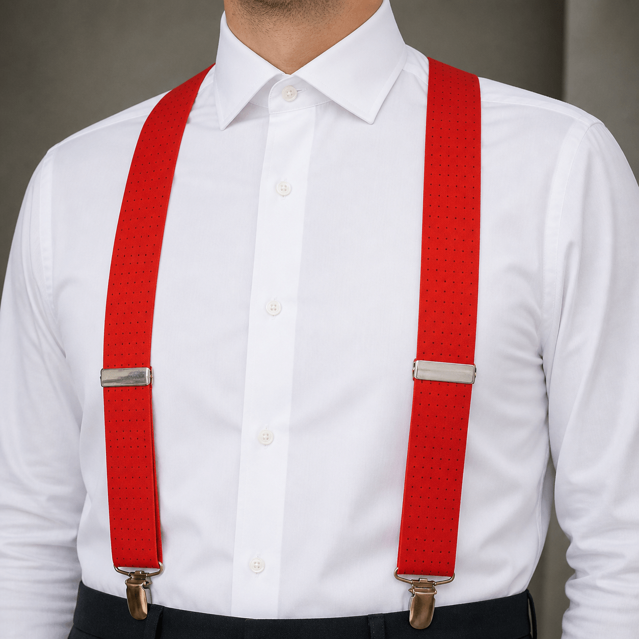 Tirantes de hombre rojos con micro puntos elegantes para boda y ceremonia