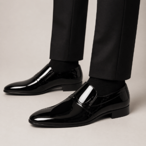Zapato de charol negro para hombre sin cordones con acabado brillante ideal para esmoquin bodas y eventos formales