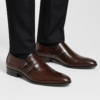 zapato monk strap marron hombre piel ceremonia