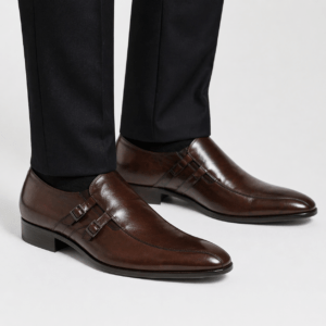zapato monk strap marron hombre piel ceremonia