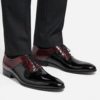 Zapato Oxford de hombre en piel brillante negro y granate ideal para bodas y eventos formales