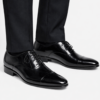 Zapato Oxford negro de hombre en piel con puntera cap toe y cordones ideal para bodas y eventos formales