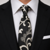 Corbata negra elegante para hombre con diseño floral ideal para bodas y traje formal