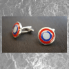 gemelos rojo y azul circulo