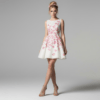 Vestido corto de fiesta blanco con estampado floral pintado a mano para invitada