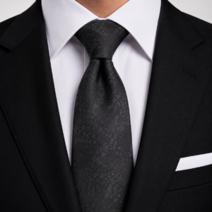 Corbata negra jacquard elegante para hombre con textura tonal ideal para bodas y eventos formales
