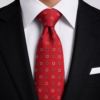 Corbata roja elegante para hombre con micro estampado geométrico ideal para bodas y eventos formales