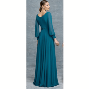 vestido largo gasa verde mar para boda inivtada boda (2)