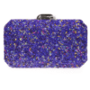 Bolso clutch de fiesta azul eléctrico con piedras multicolor y cierre metálico