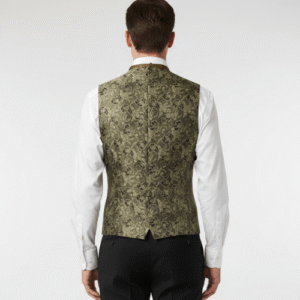 Chaleco de traje hombre dorado estampado brocado espalda mismo tejido)