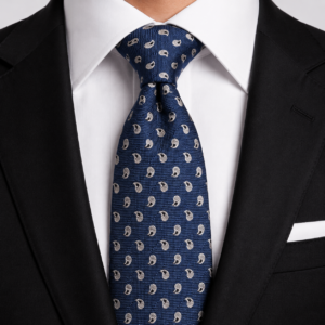Corbata azul para hombre con micro estampado cachemir elegante ideal para bodas y traje formal