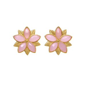 pendientes dorados en forma de flor piedra rosa alondra tangara