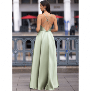 vestido de fiesta largo verde pistacho mikado con bolsillos christian koehlert valencia (3)
