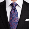 Corbata azul marino con estampado paisley rojo elegante para hombre ideal para bodas y eventos formales