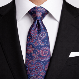 Corbata azul marino con estampado paisley rojo elegante para hombre ideal para bodas y eventos formales