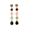 pendientes largos con piedras naturales verde, rosa, granate tangara eter.