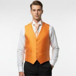 chaleco de hombre naranja liso para traje ceremonia