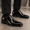 Zapato de Charol Negro Hombre con Cordones