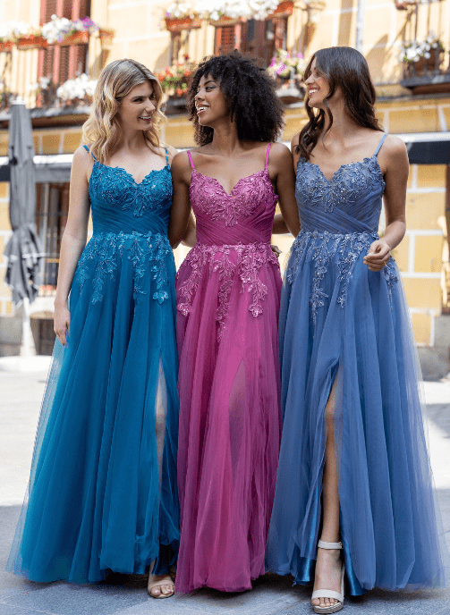 vestido largo de fiesta tul frambuesa 1111 inivtada valencia