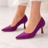 zapato salón de fiesta en ante buganvilla oscuro con tacón medio