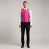 Chaleco traje fucsia seda con pantalon negro de vestir (1) min