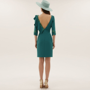 Vestido de fiesta verde con volante asimétrico – Invitada de boda PilukaFashion (2)