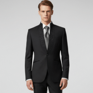 traje de hombre negro Carlo Pignatelli cuello mao (2)