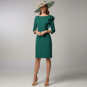 Vestido de fiesta verde con volante asimétrico Invitada de boda PilukaFashion (1)