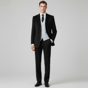 Traje de hombre negro rayas terciopelo para ceremonia (1)