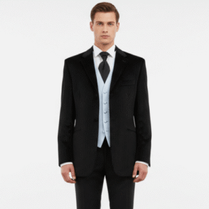 Traje de hombre negro rayas terciopelo para ceremonia (3)