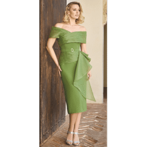 Vestido de Fiesta Midi Verde Oliva Sonia Peña – Elegancia Atemporal