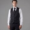 Chaleco de ceremonia negro jacquard con corbatón y alfiler