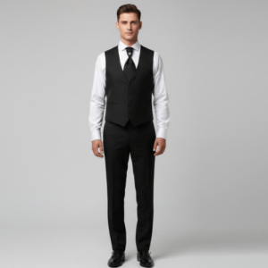 Traje de Novio Ceremonia Negro con Chaleco y Corbatón sabato (2)
