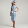 Vestido de Ceremonia Azul Cielo con Peplum y Bordado Joya Elegancia Atemporal
