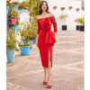 Vestido de Fiesta Midi Rojo Corte Recto Sonia Peña – Elegancia Sofisticada (1)
