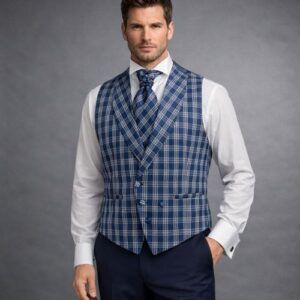 chaleco de hombre para traje azul marino cuadros azul (1)