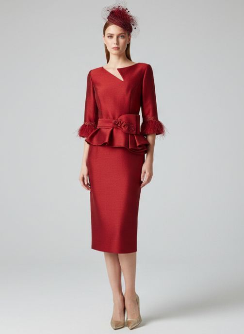 vestido de fiesta midi tissot cereza para madrina y madre de novia valencia