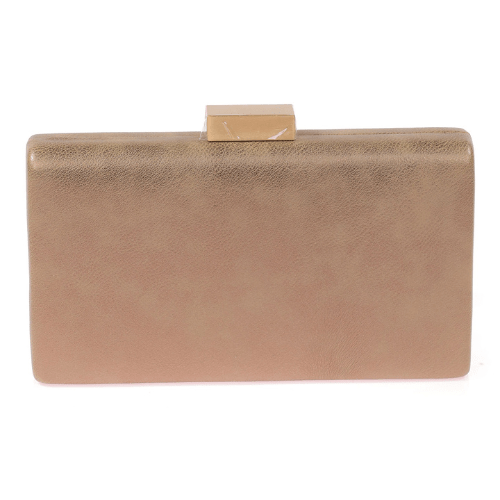 Bolso clutch de fiesta en polipiel color taupe con cierre dorado ideal para bodas y eventos