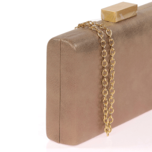bolso clutch fiesta polipiel taupe cadena dorada