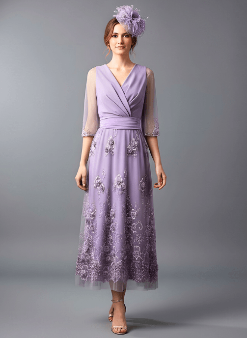 vestido largo de fiesta tul y pedreria morado invitada boda