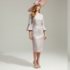 Vestido midi de fiesta en tejido brocado elegante para invitada de boda o mamá de comunión