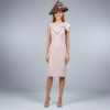 Vestido midi de fiesta rosa maquillaje para invitada de boda con lazo en el hombro disponible en colección outlet solo venta online en España