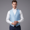 Chaleco de ceremonia para hombre azul cielo satinado con espalda ajustable ideal para novio padrino o invitado de boda