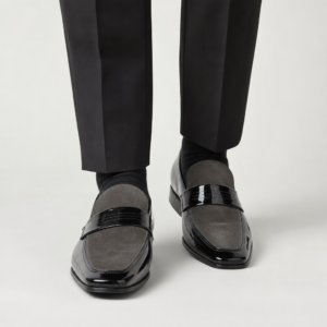 mocasin negro charol ante superior